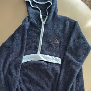 Billabong Navy Sherpa Hoodie with Light Blue Trim